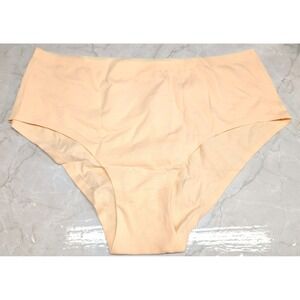 New Seamless Cotton Blend Brief Panties Womens Plus Size XL Peach Nude Laser Cut